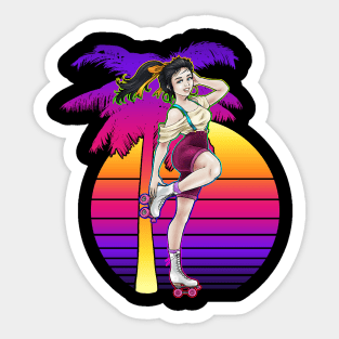 Neon Sunset Skater 2 Sticker